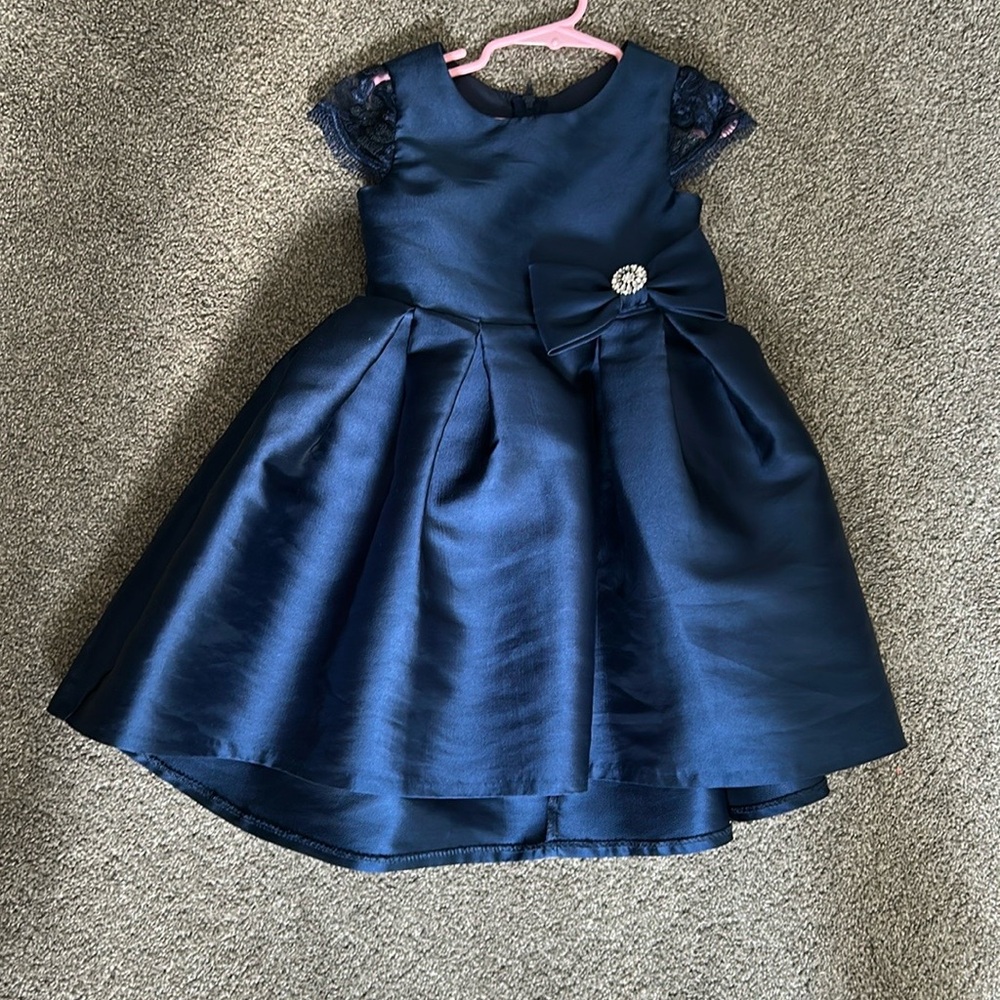 Rare Editions Blue Pleated Fit and Flare Dress